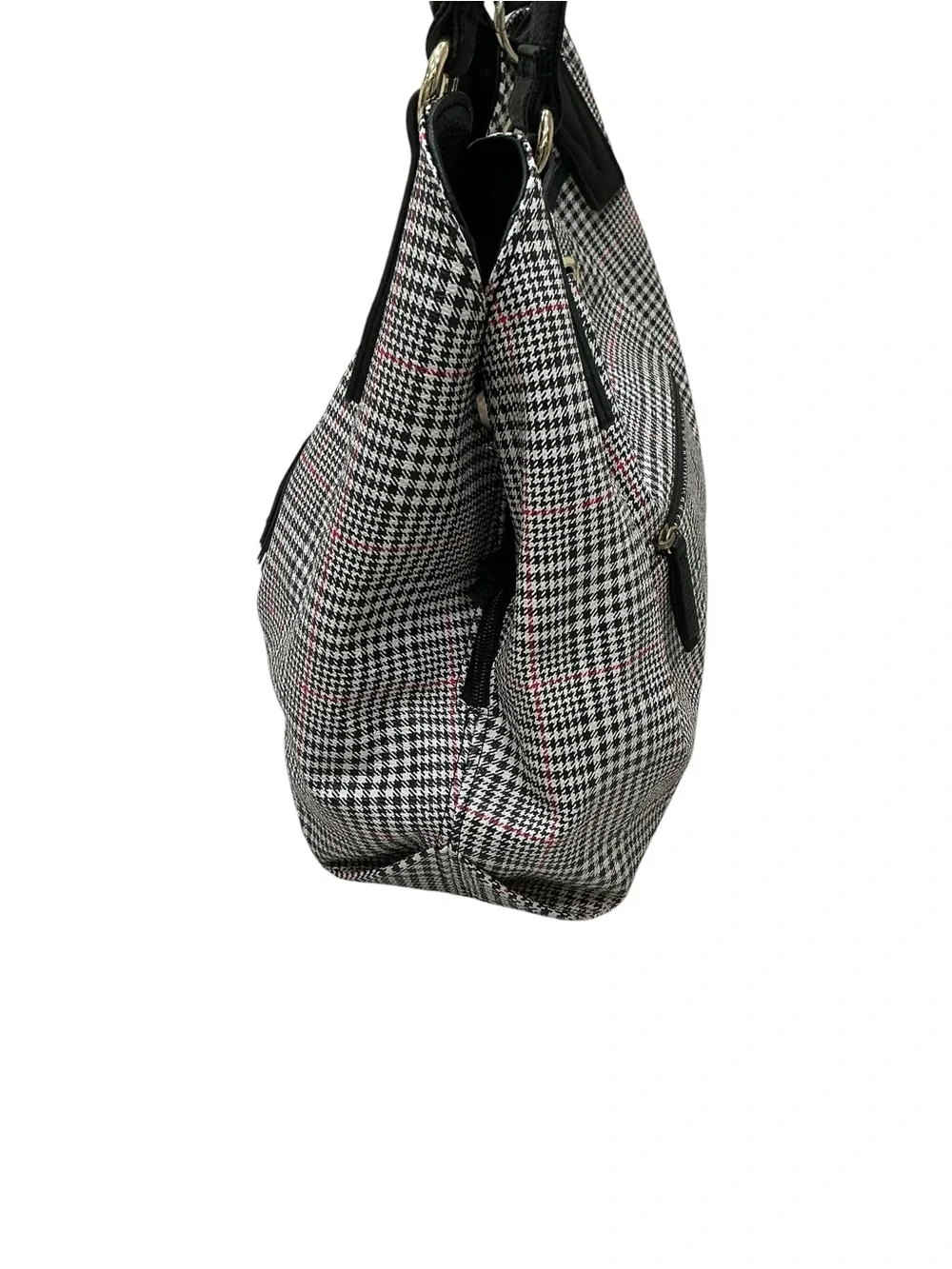 Liz Claiborne Houndstooth Shoulder Bag Tassel 3 Compartment Preppy Heritage Chic